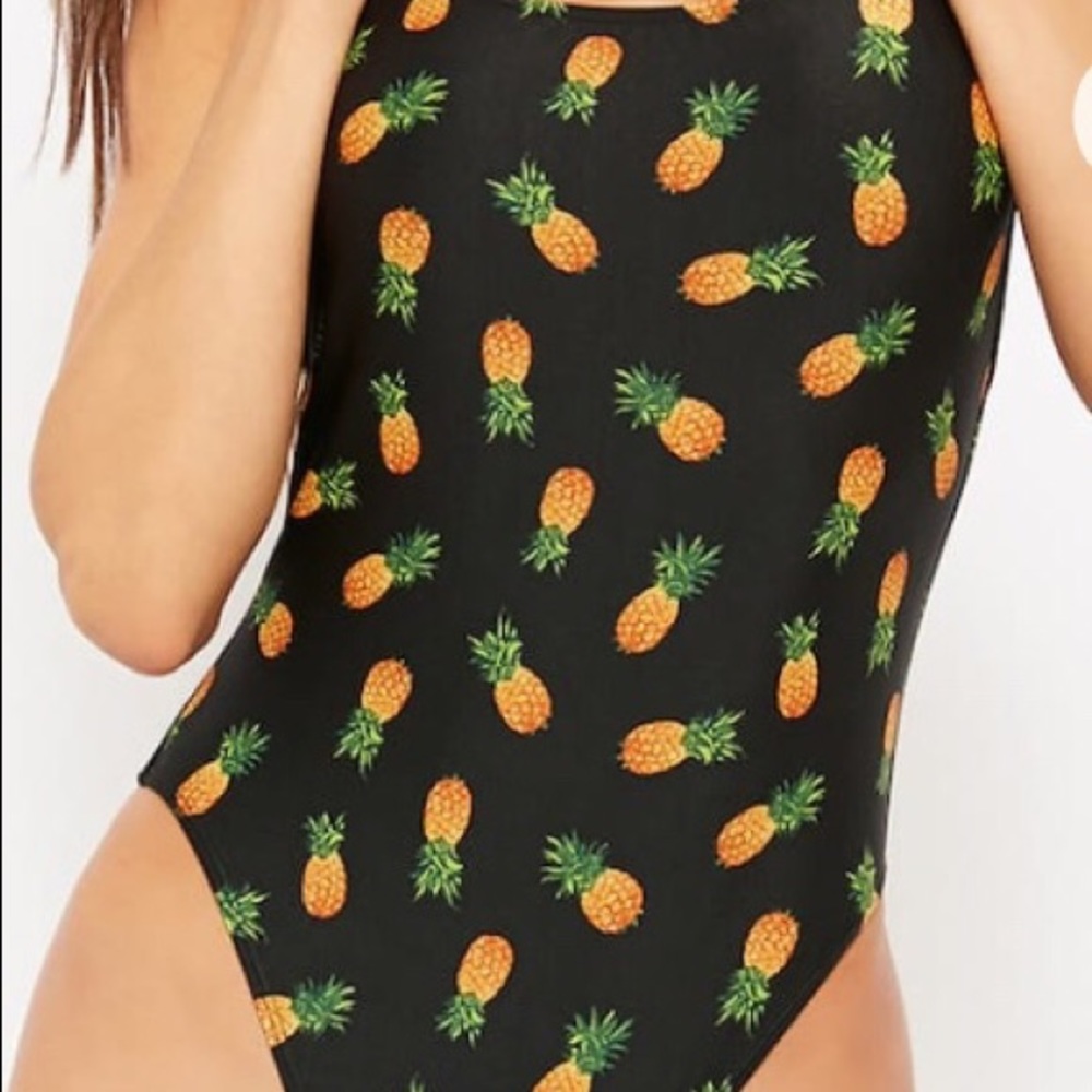 Pineapple one piece hipster swimsuit